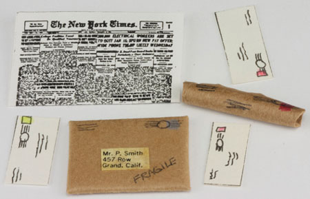 Dollhouse Miniature Mailing Tube, Package, And Letters